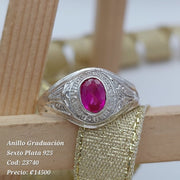 Anillo Graduación Rojo Plata 925 210000023740