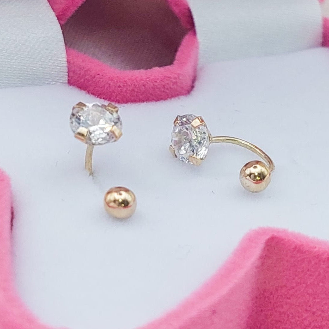 Dormilones piedra blanca  telefono 5mm Oro 10K 210000017826