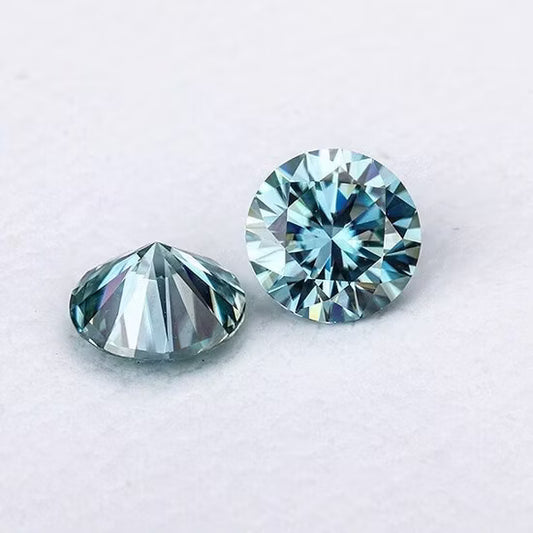 Piedra Moissanita 5mm 0.5ct Aguamarina Certificado GRA 27543