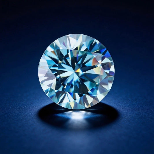 Piedra Moissanita 6mm 0.8ct Aguamarina Certificado GRA 27542