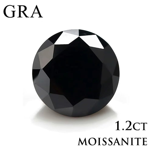 Piedra Moissanita 7mm 1.2ct Negro Certificado GRA 27539