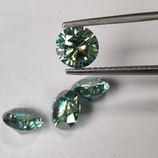Piedra Moissanita 5mm 0.5ct Verde Turquesa Certificado GRA 27544