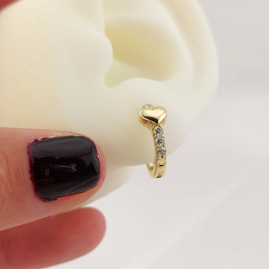 Aretes Corazón Huggies 12mm 1.5g Oro 10k Italia 25792