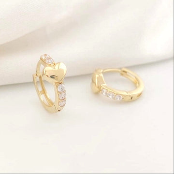 Aretes Corazón Huggies 12mm 1.5g Oro 10k Italia 25792