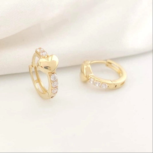 Aretes Corazón Huggies 12mm 1.5g Oro 10k Italia 25792