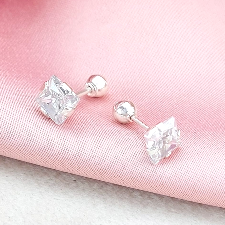 Dormilones Piedra Cuadrada 5mm Plata 925 210000024820