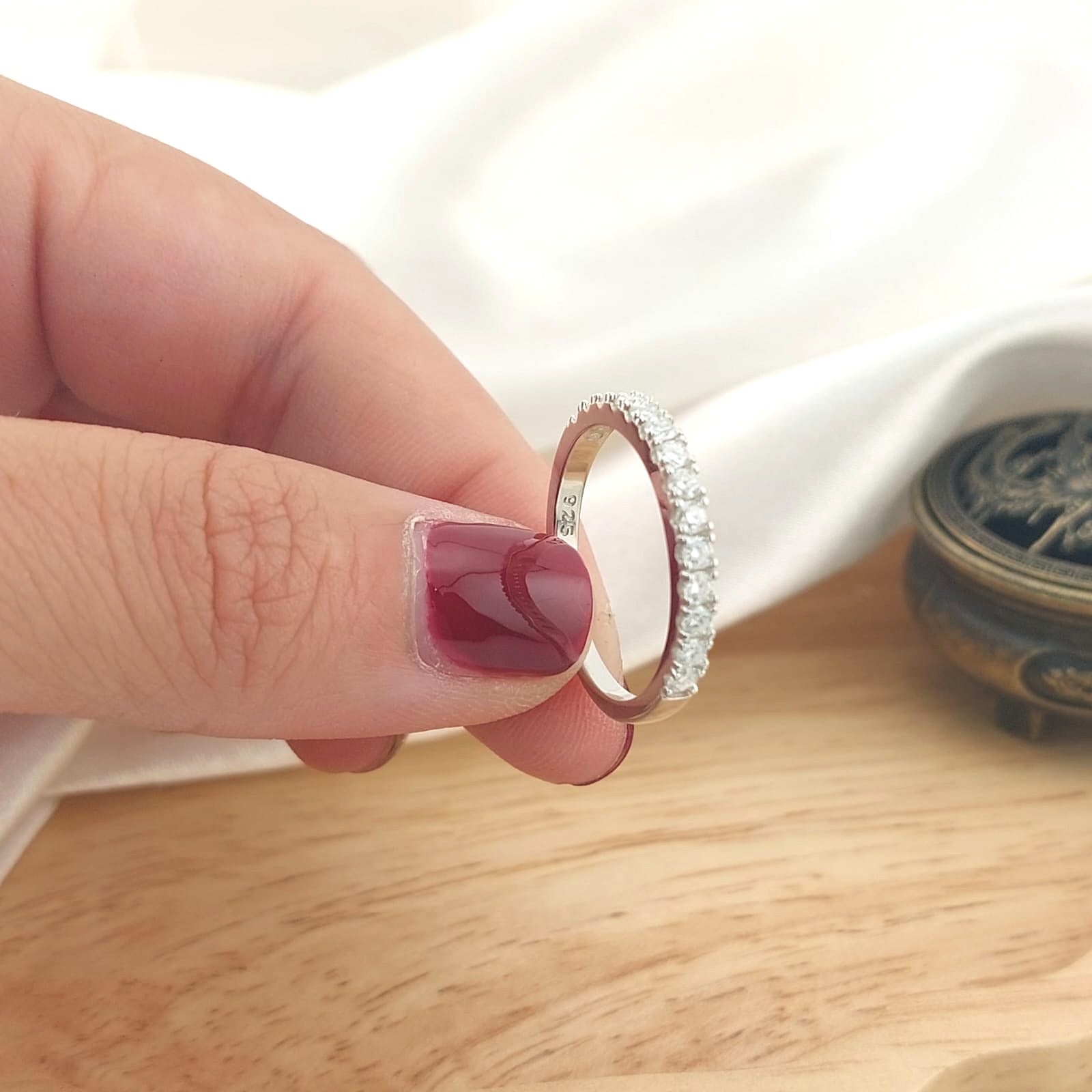 Anillo Cintillo Moissanita 2mmx14 GRADE D 0.5CT VVS1 Plata 925 26755
