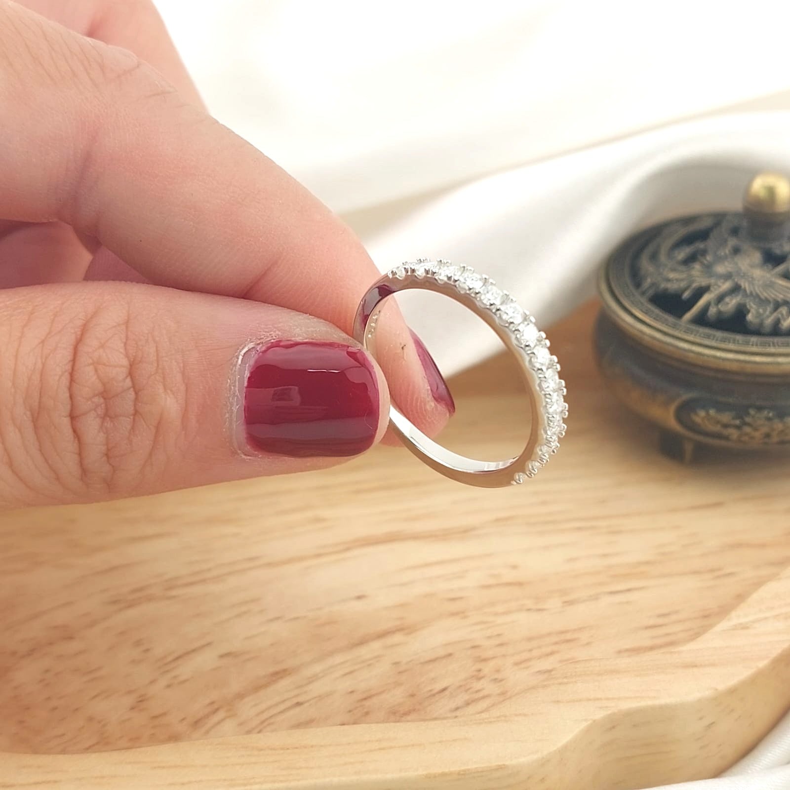 Anillo Cintillo Moissanita 2mmx14 GRADE D 0.5CT VVS1 Plata 925 26755