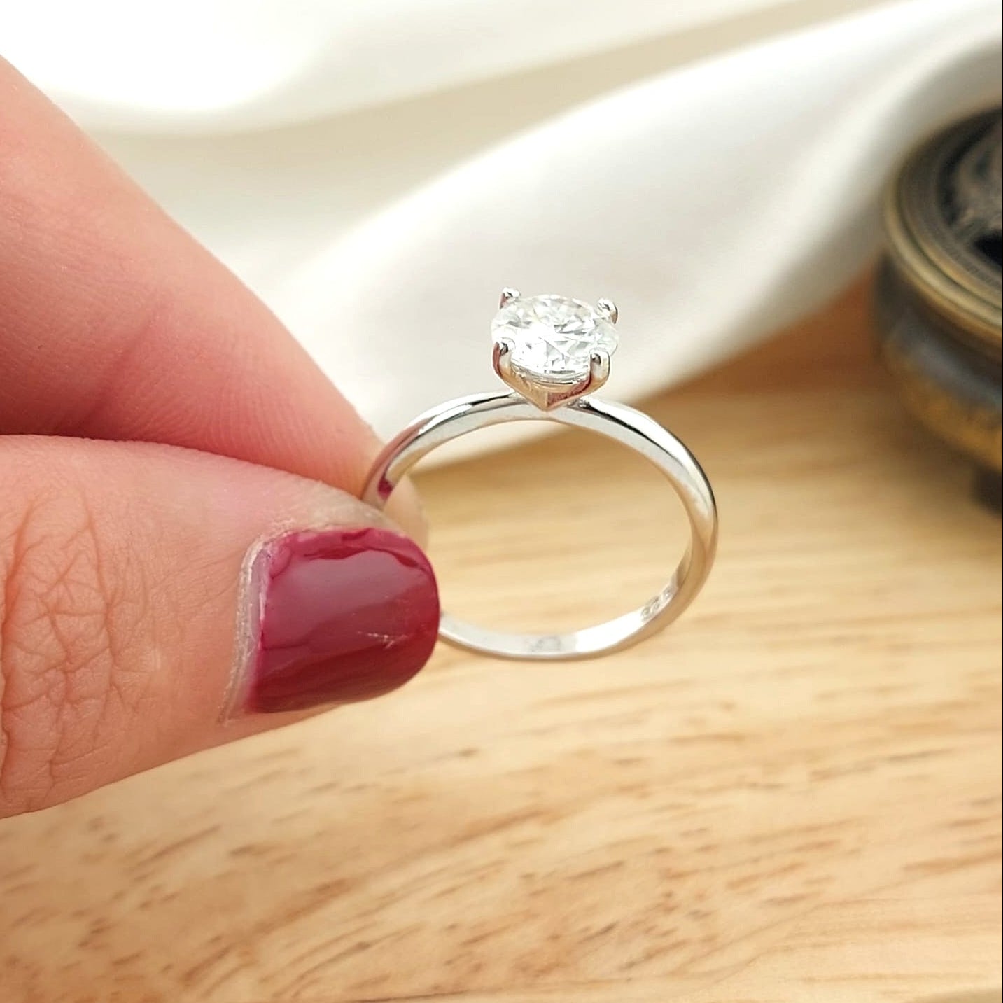 Anillo Compromiso Moissanita 6.5mm GRADE D 1.112CT VVS1 Plata 925 26752