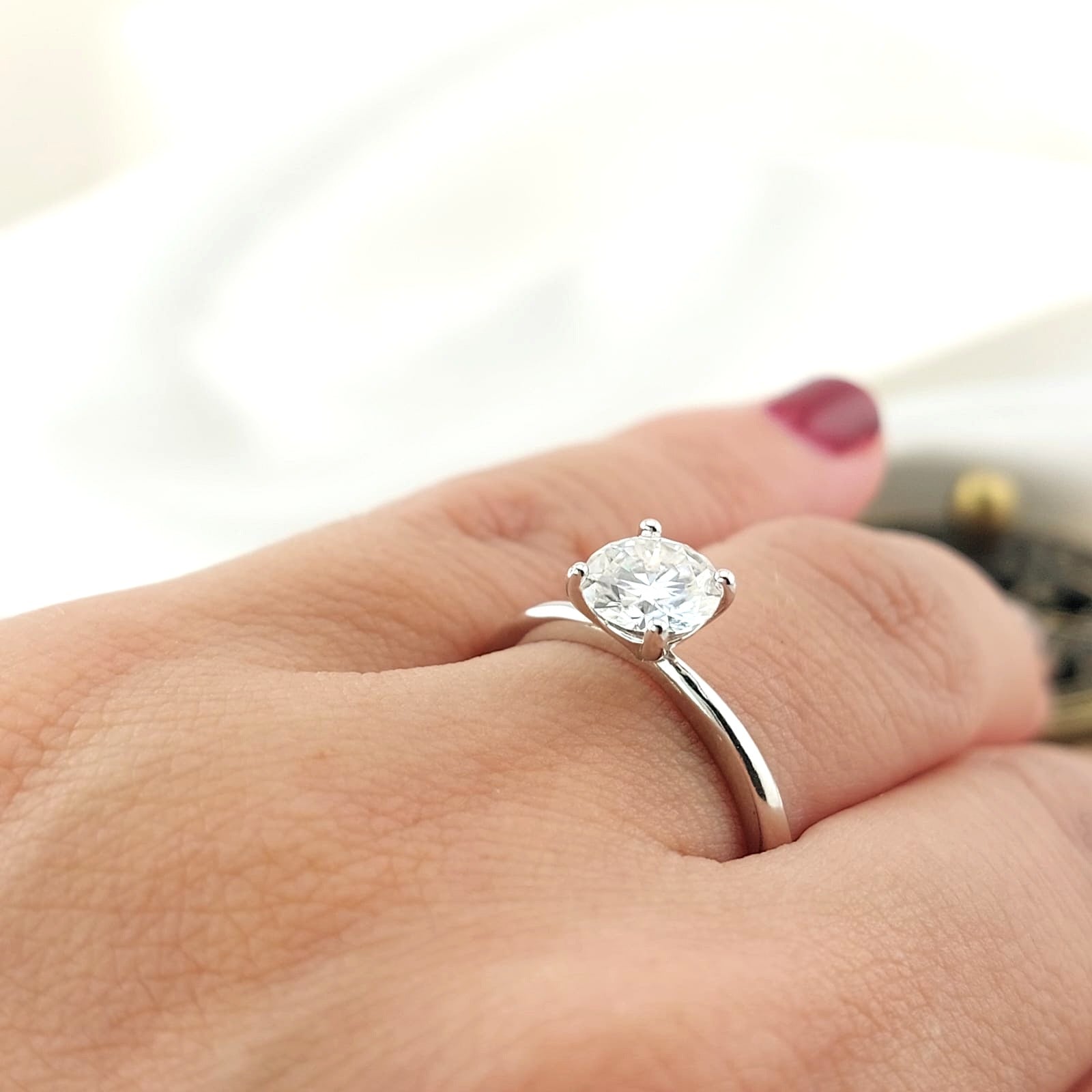 Anillo Compromiso Moissanita 6.5mm GRADE D 1.112CT VVS1 Plata 925 26752