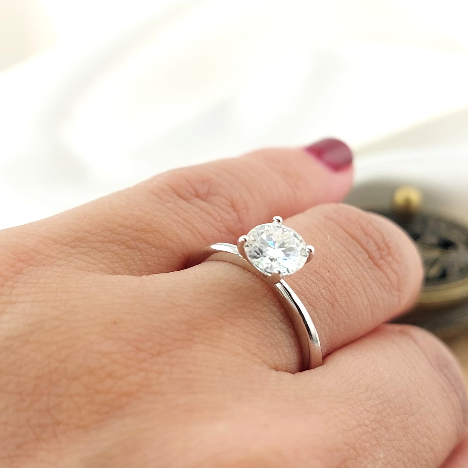 Anillo Compromiso Moissanita 6.5mm GRADE D 1.112CT VVS1 Plata 925 26752
