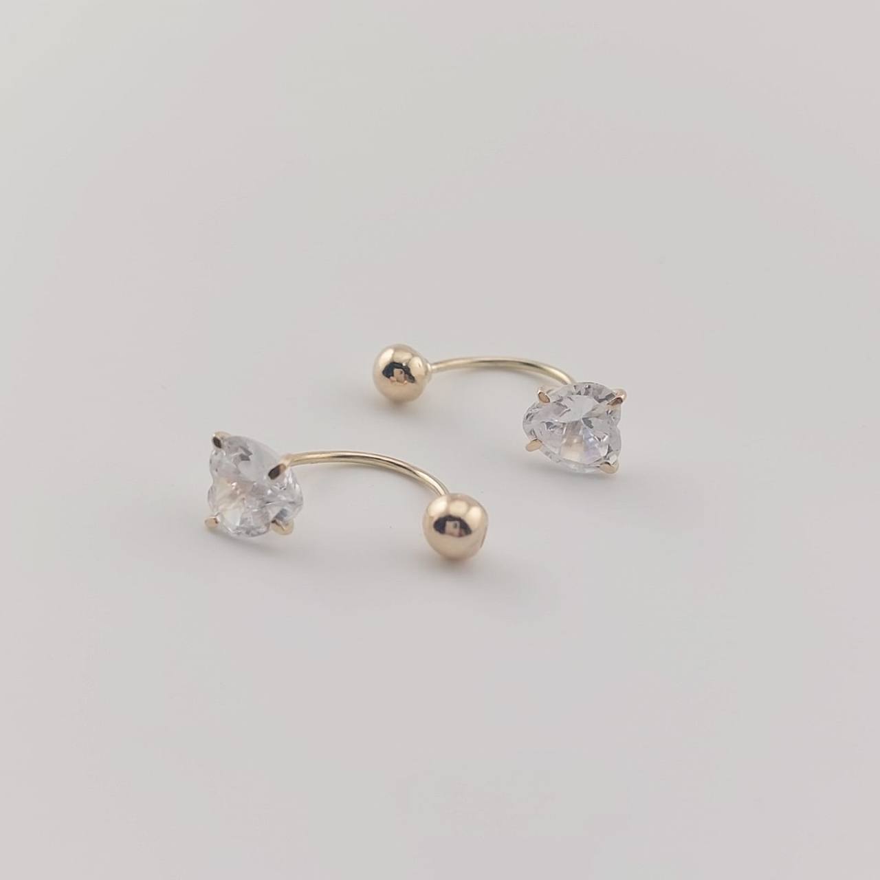 Dormilones Teléfono Piedra Corazón Blanca 5mm Oro 10K 26484