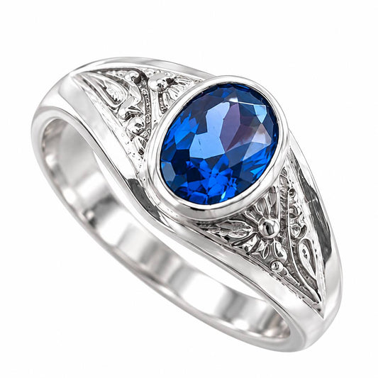 Anillo Graduación Liso Piedra CZ Ovalo 5x7mm Plata 925 27217
